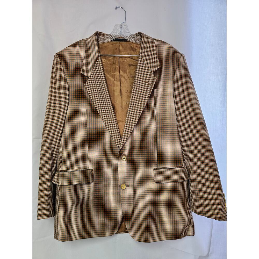 Vintage Christian Dior Monsieur Checkered Blazer Jacket Wool Silk Size L Men's